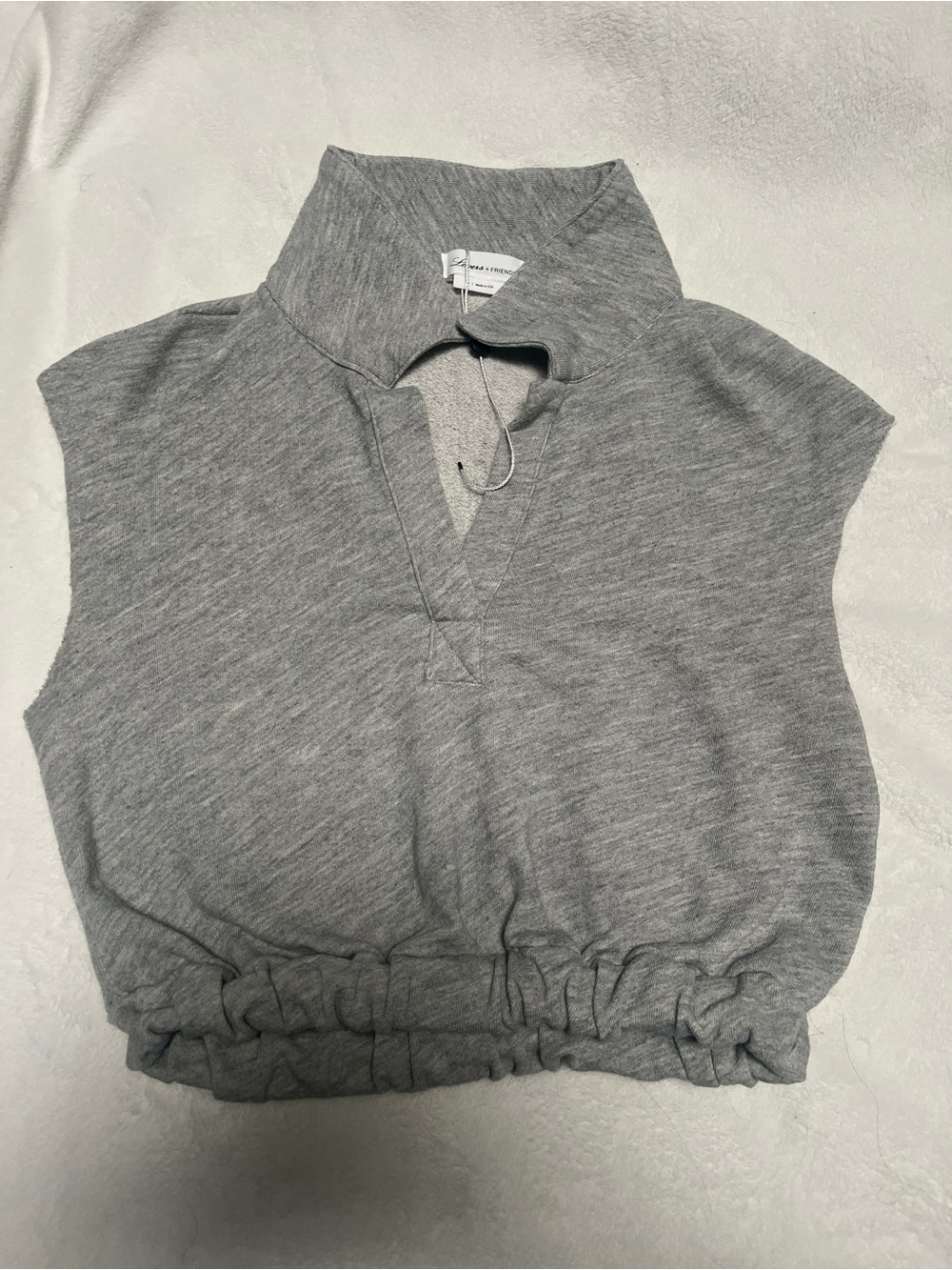 Lovers + Friends Gray Sleeveless Polo Crop Tank